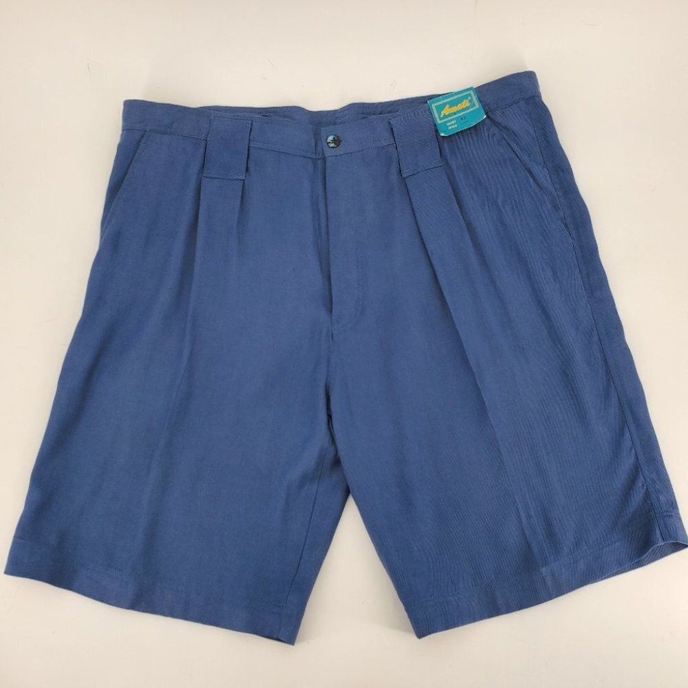 Amati 100% Silk Shorts Slate Blue Size 42
